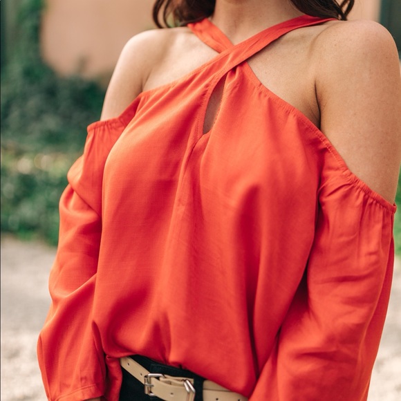 Hot then Cold Crisscross Blouse in Pumpkin - Picture 8 of 13